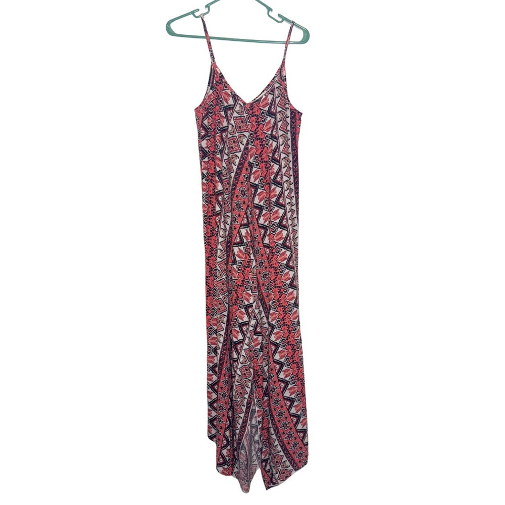 tea n rose Pink & Black Patterned Spaghetti Strap Maxi Dress